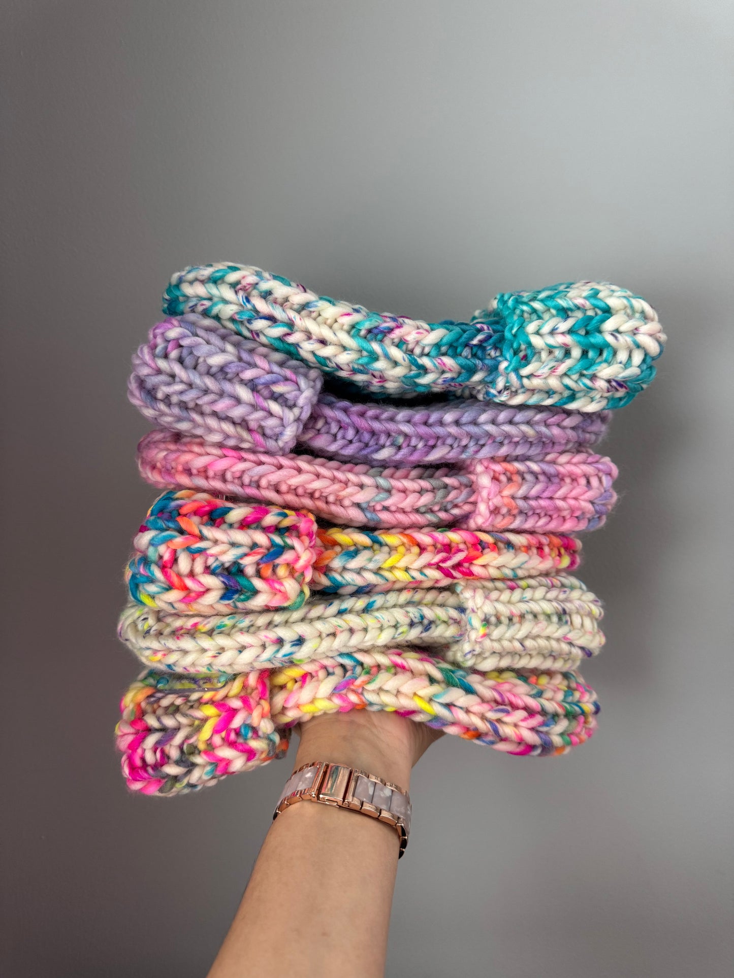 Confetti Riot Merino Wool Knit Beanie with Optional Faux Fur Pom