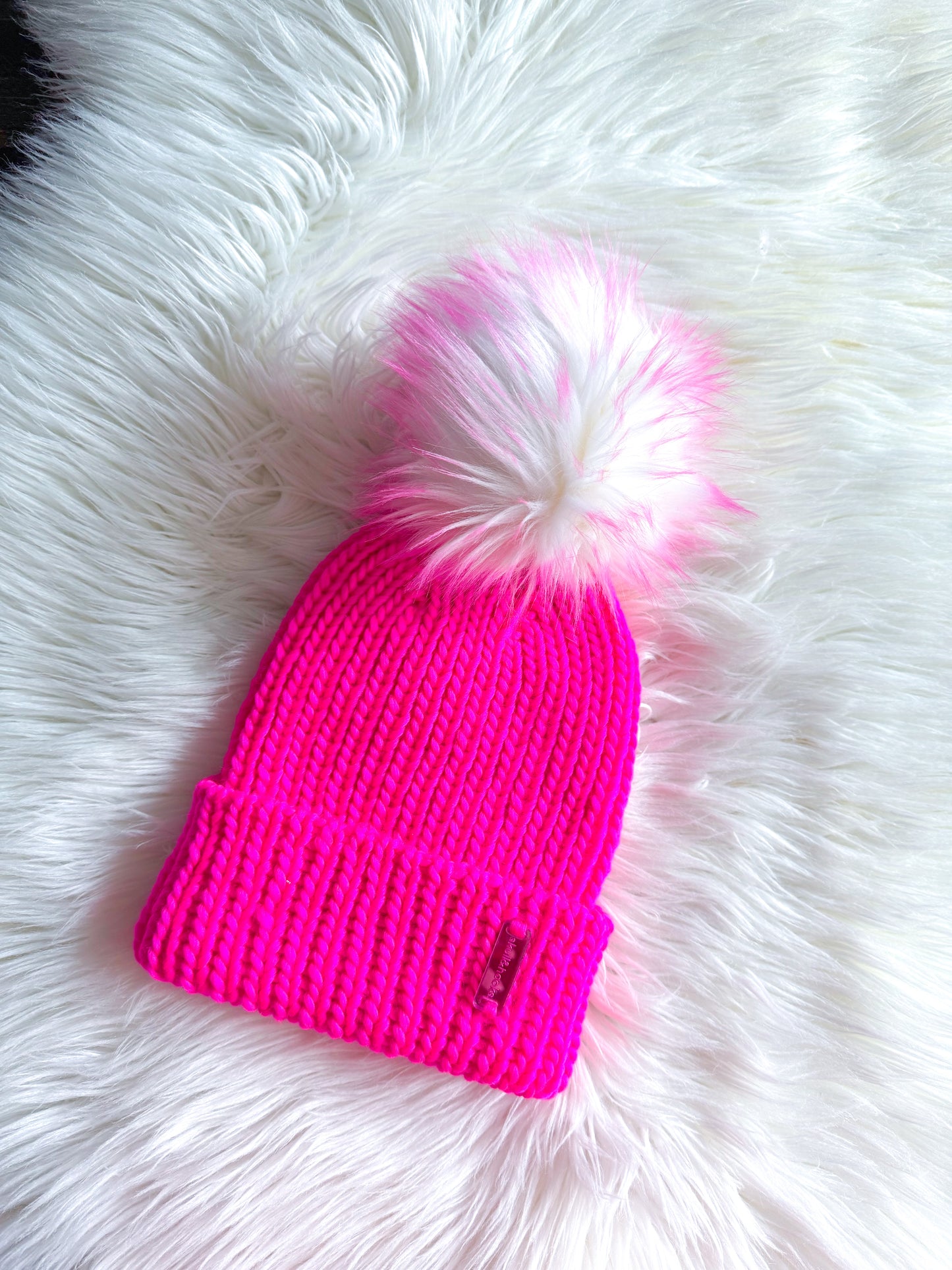 Electric Pink Beanie – Merino Wool with Optional Pom