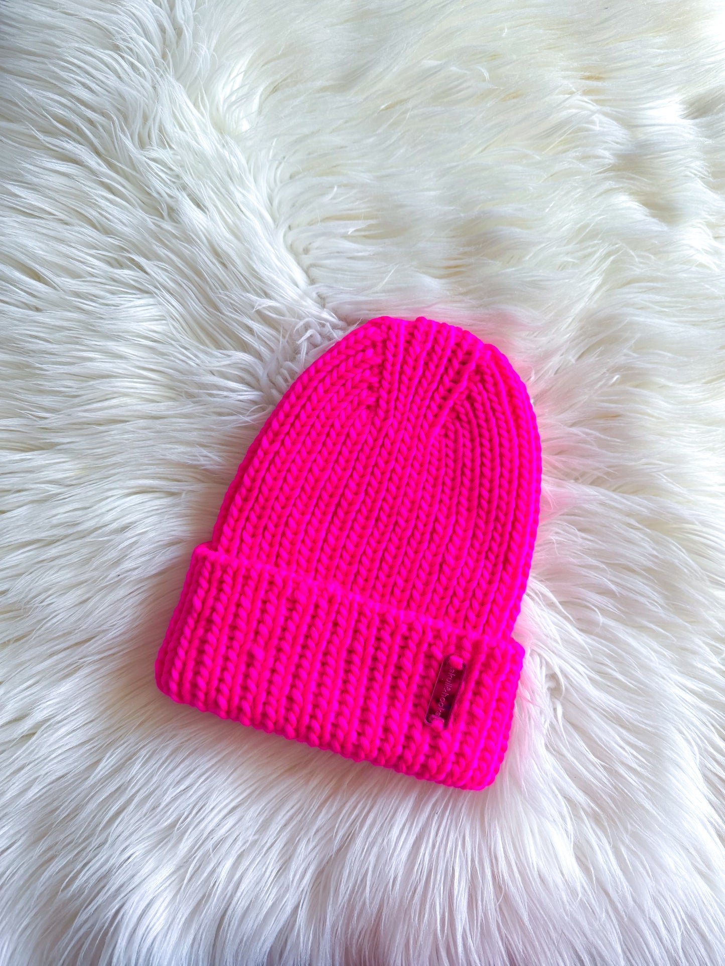 Electric Pink Beanie – Merino Wool with Optional Pom