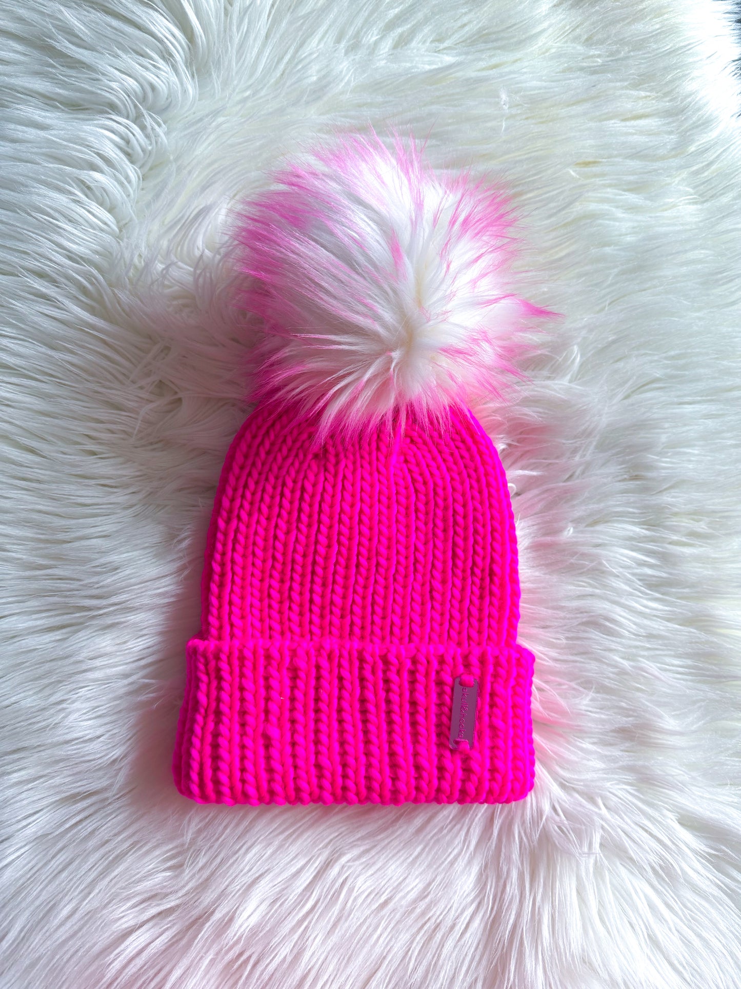 Electric Pink Beanie – Merino Wool with Optional Pom
