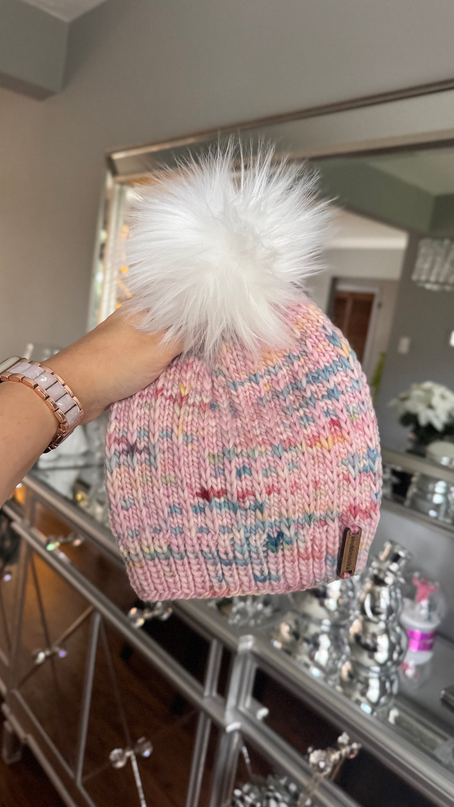 Confetti Cupcake Toddler Peruvian Wool Beanie with White Pom