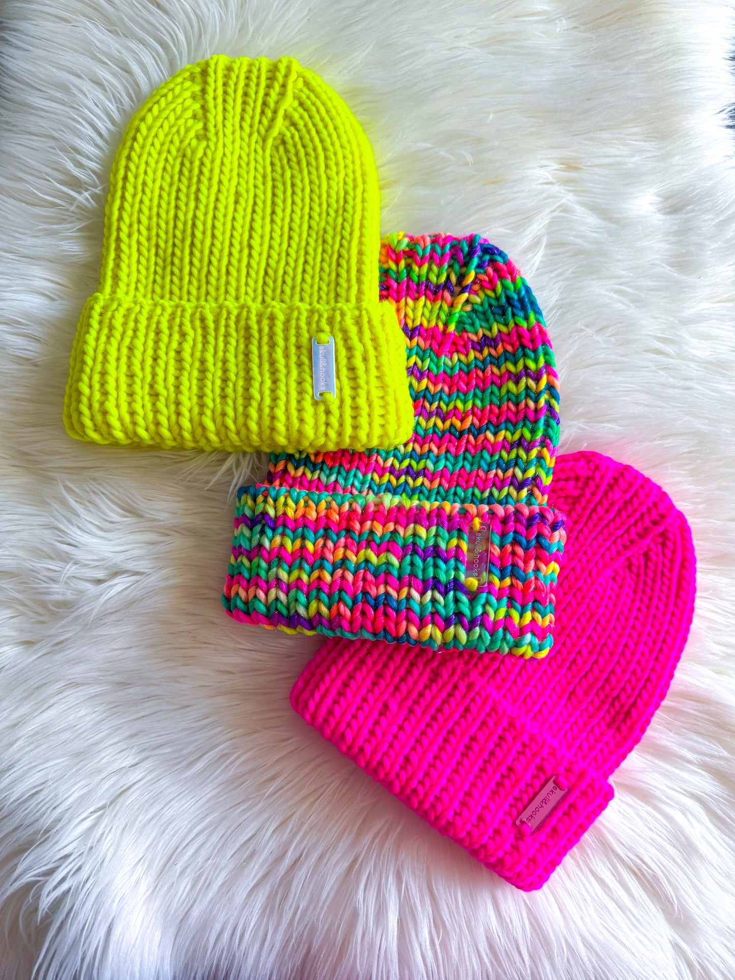 Candy Chaos Beanie – Merino Wool with Optional Pom