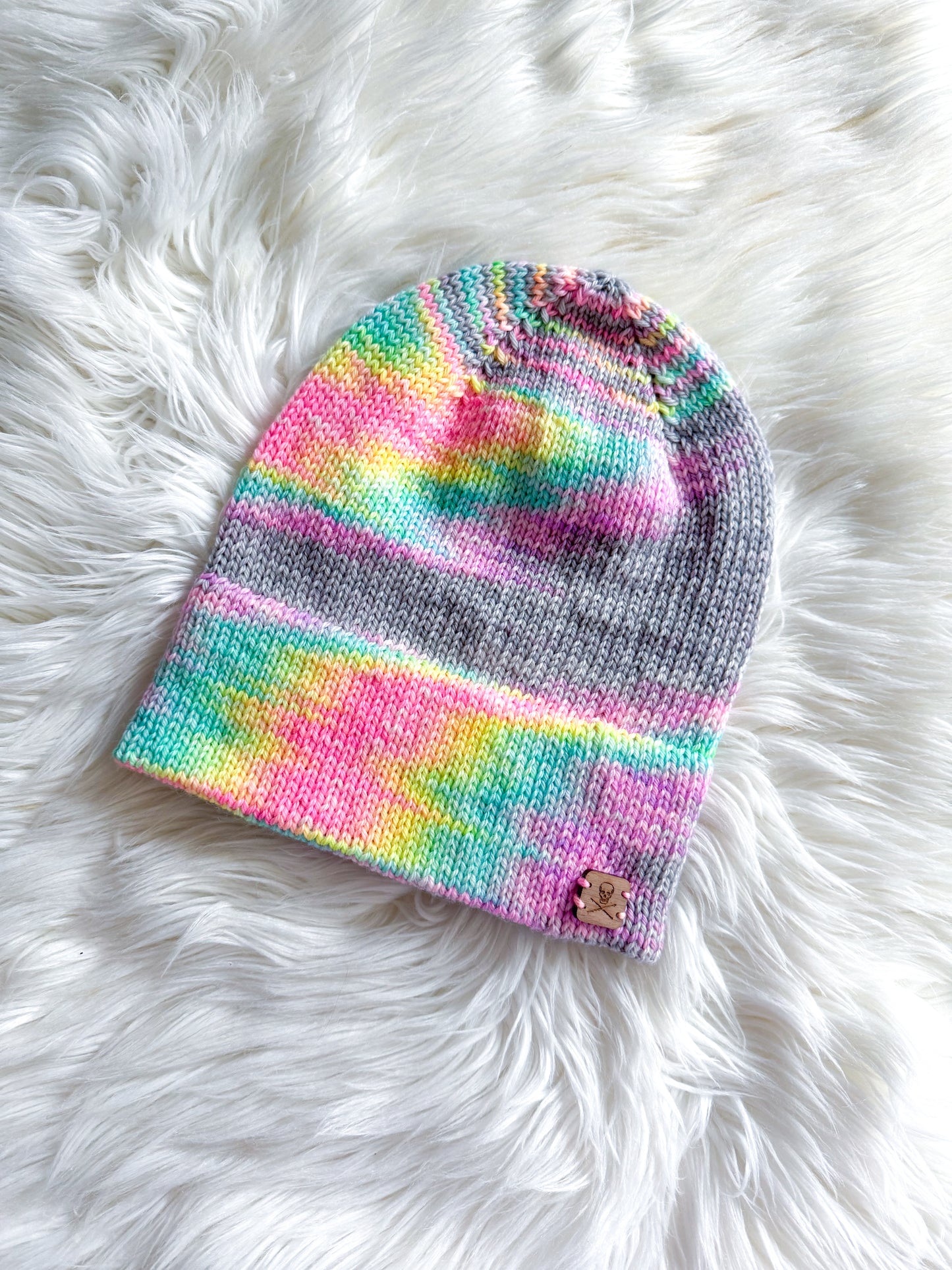 Rainbow Skies Merino Wool Lightweight Knit Beanie