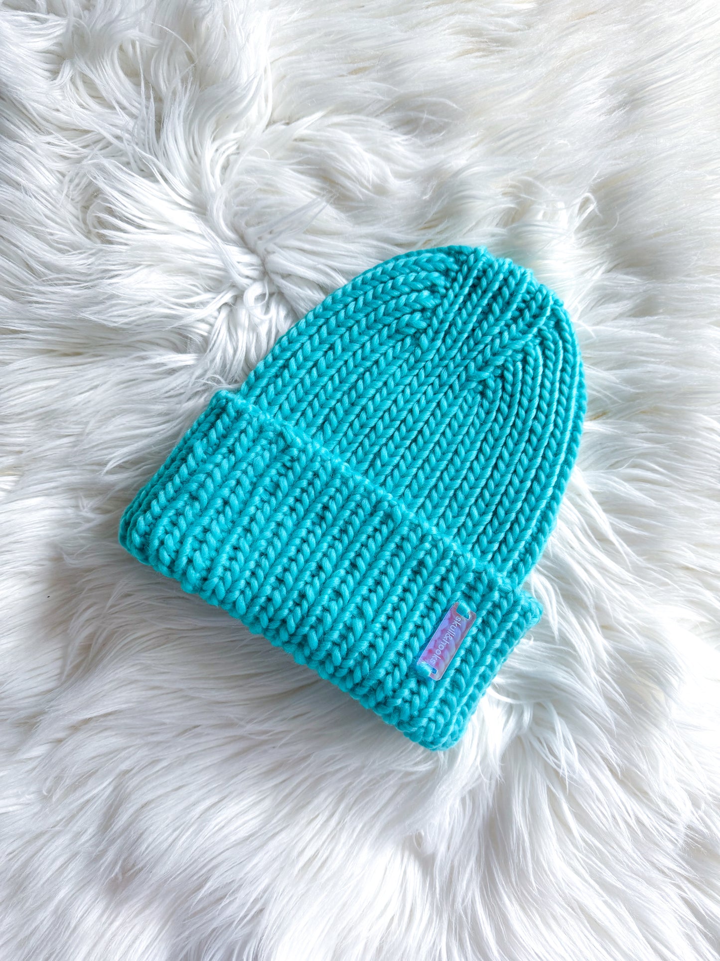 Arctic Splash Merino Wool Folded Brim Beanie