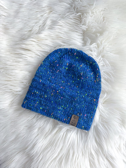 Blueberry Static Merino Wool Knit Beanie