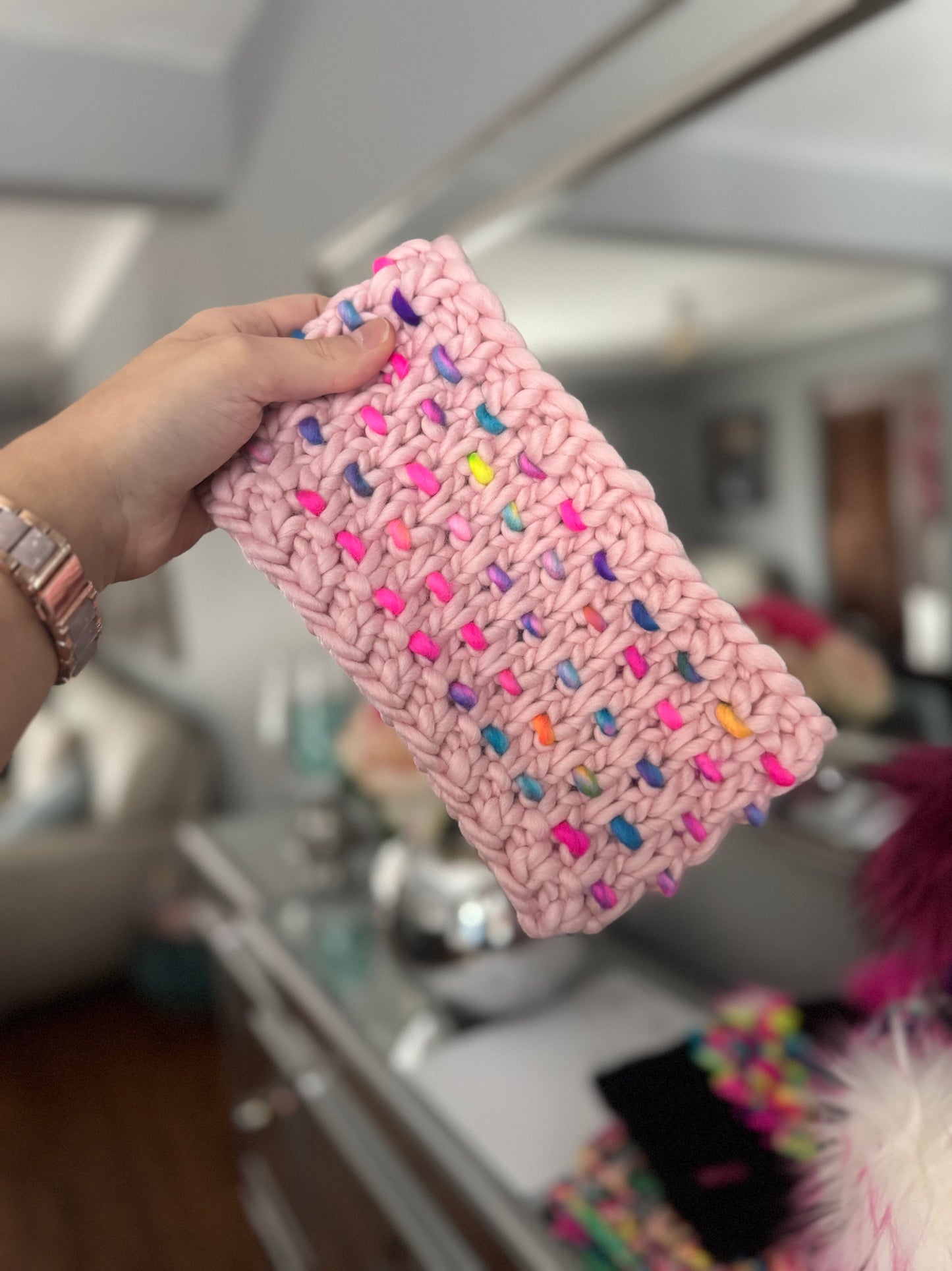 Pink Sprinkle Merino Wool Knit Headband