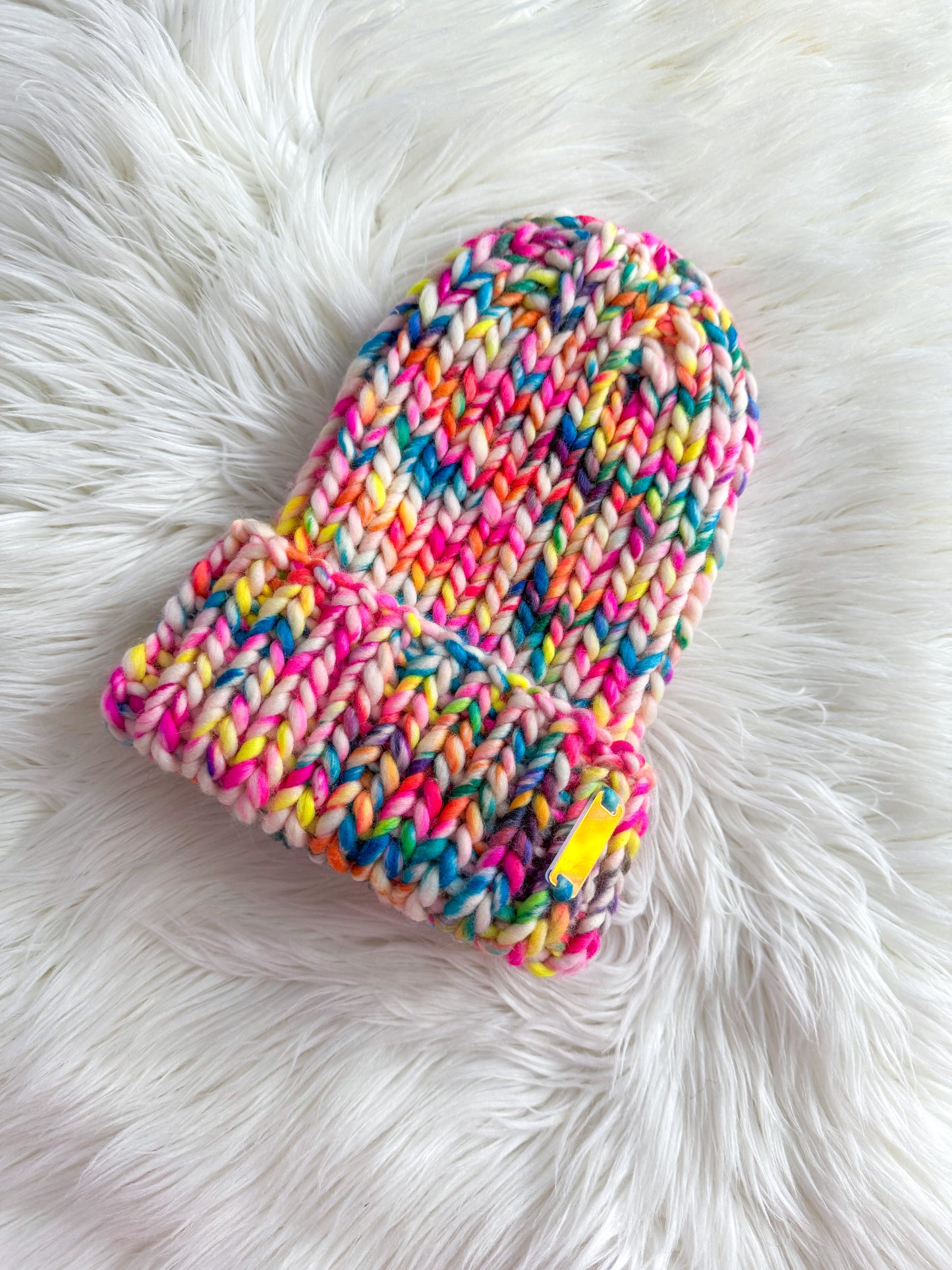 Confetti Riot Merino Wool Knit Beanie with Optional Faux Fur Pom