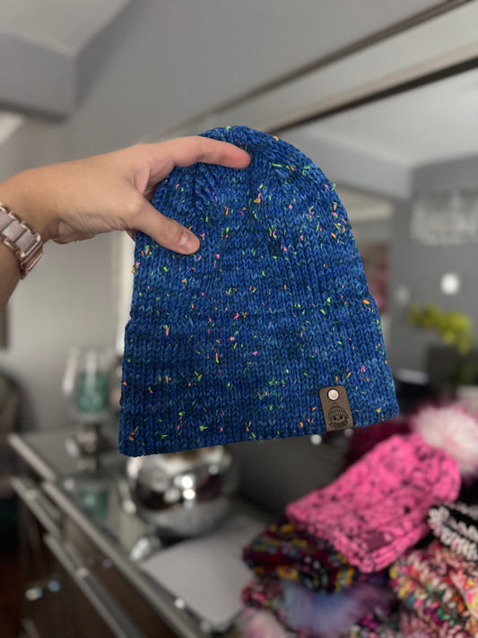 Blueberry Static Merino Wool Knit Beanie