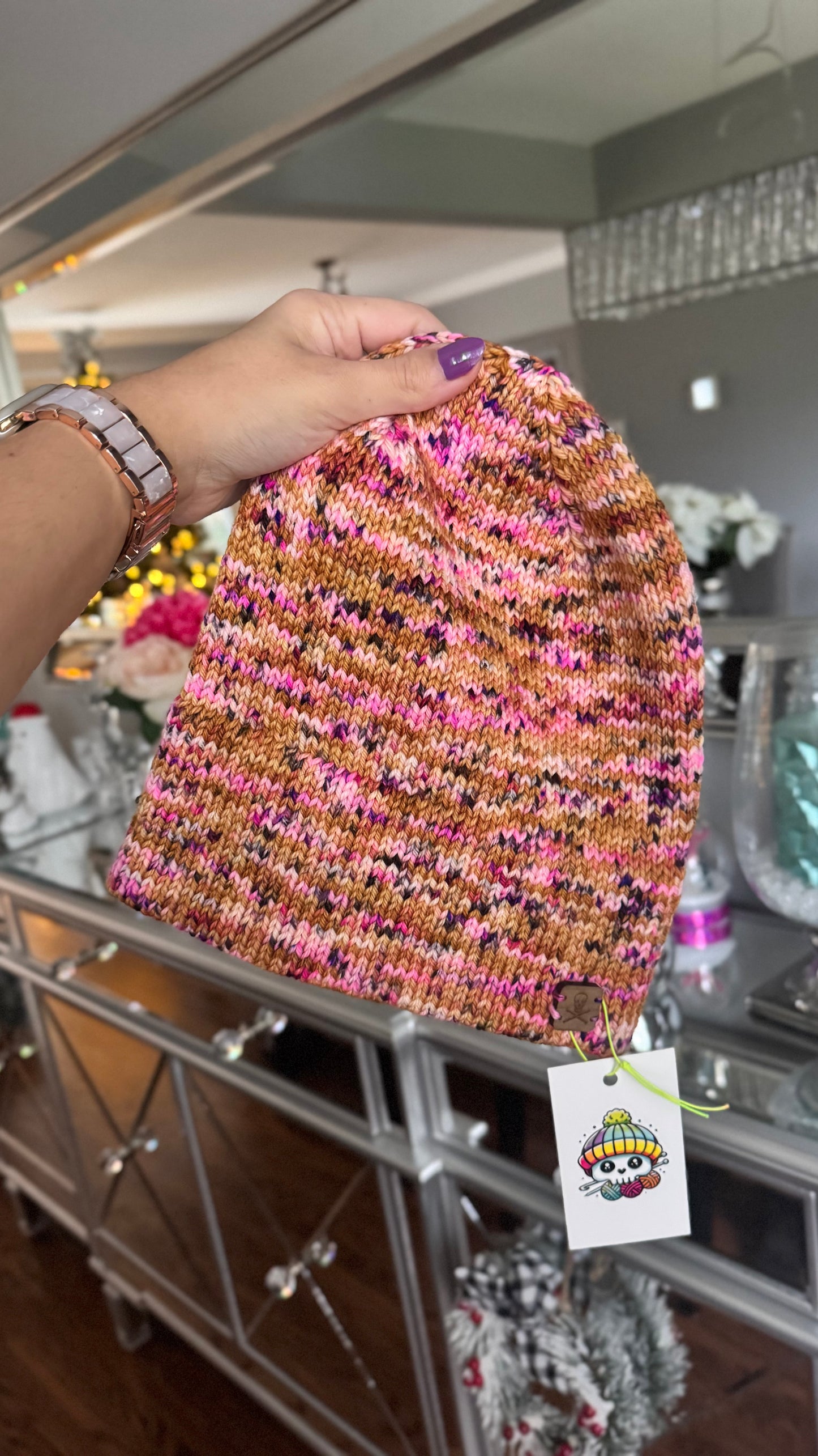 Sunset Sorbet Merino Wool Lightweight Knit Beanie