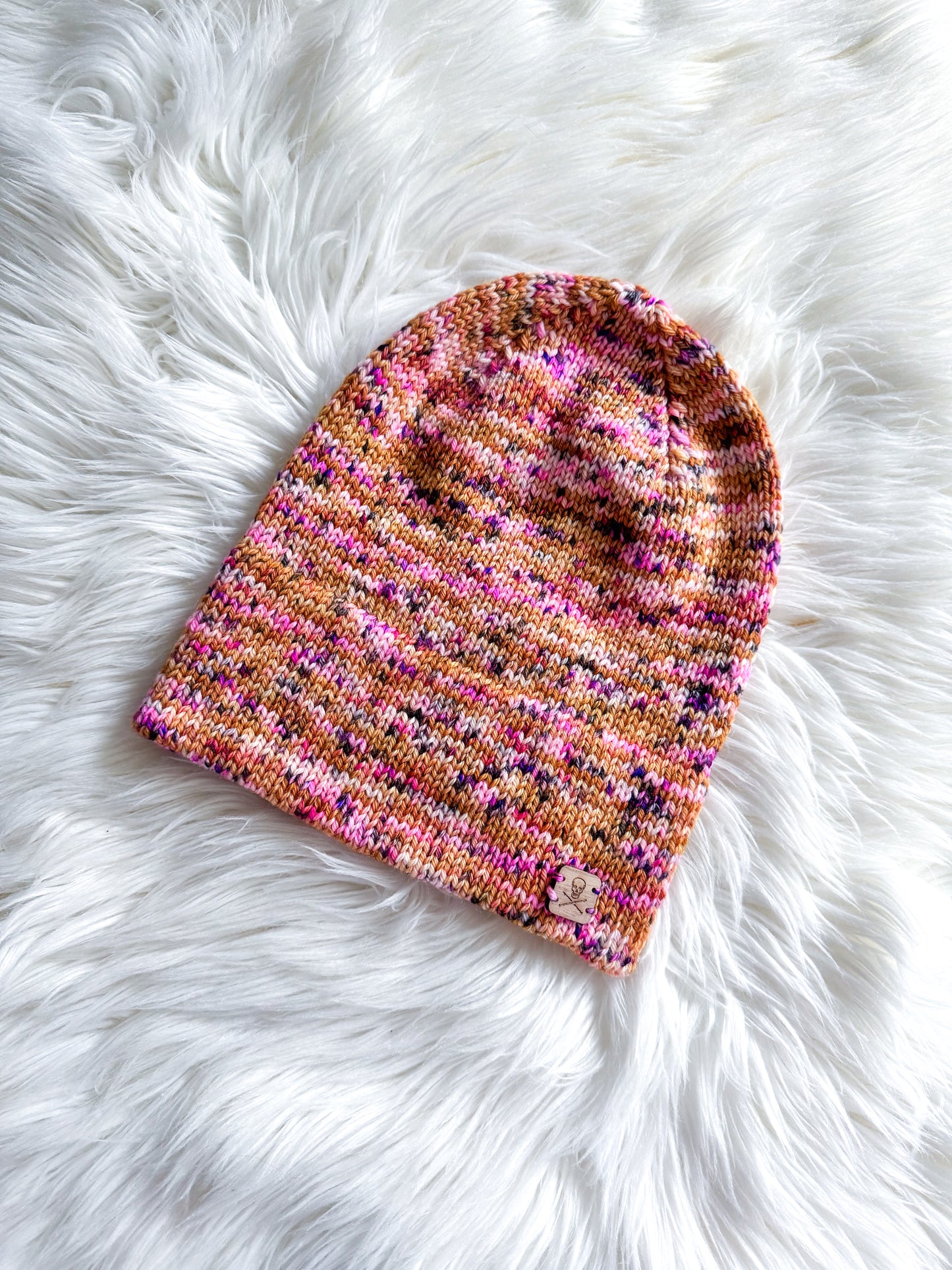 Sunset Sorbet Merino Wool Lightweight Knit Beanie