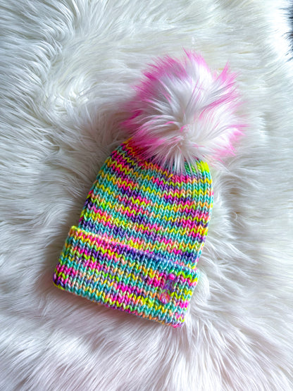 Confetti Pop Beanie – Merino Wool with Optional Pom