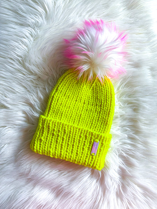 Glowstick Beanie – Merino Wool with Optional Pom