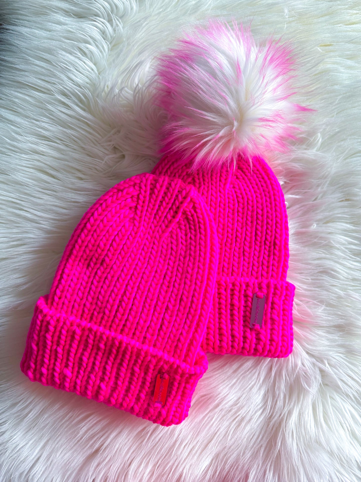 Electric Pink Beanie – Merino Wool with Optional Pom